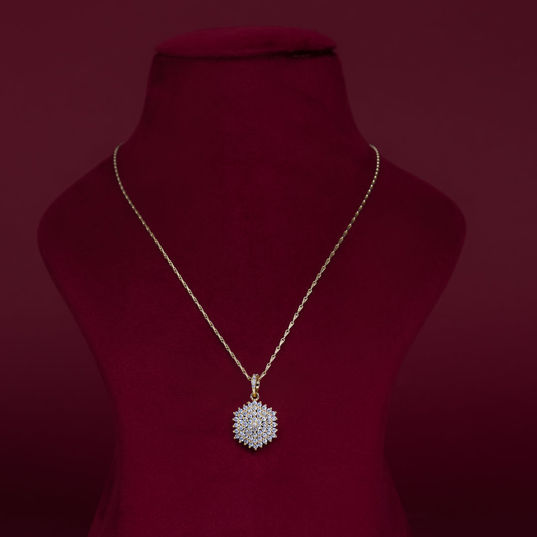 Elegant Floral CZ Pendant Necklace Set – PD0055