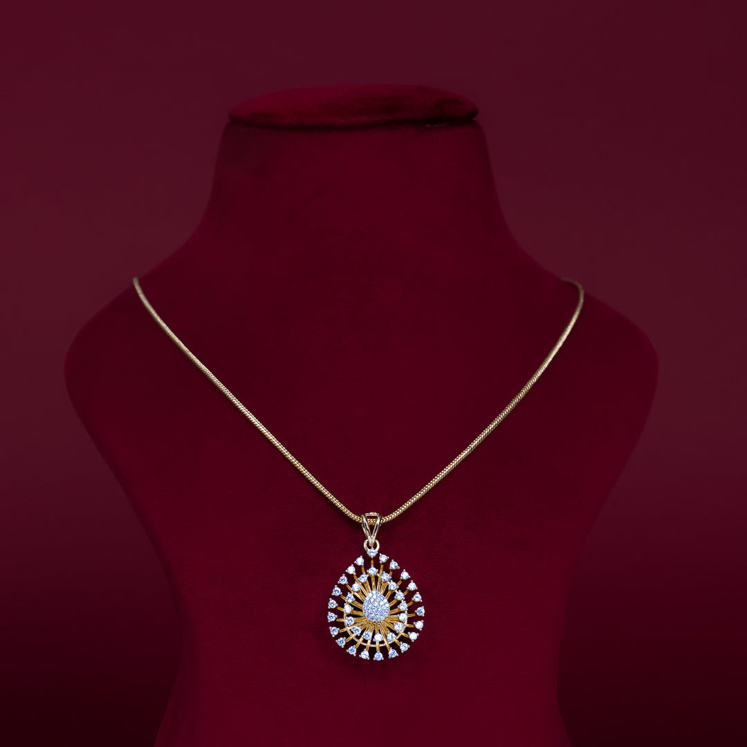 Sunburst CZ Pendant Necklace Set – PD0058
