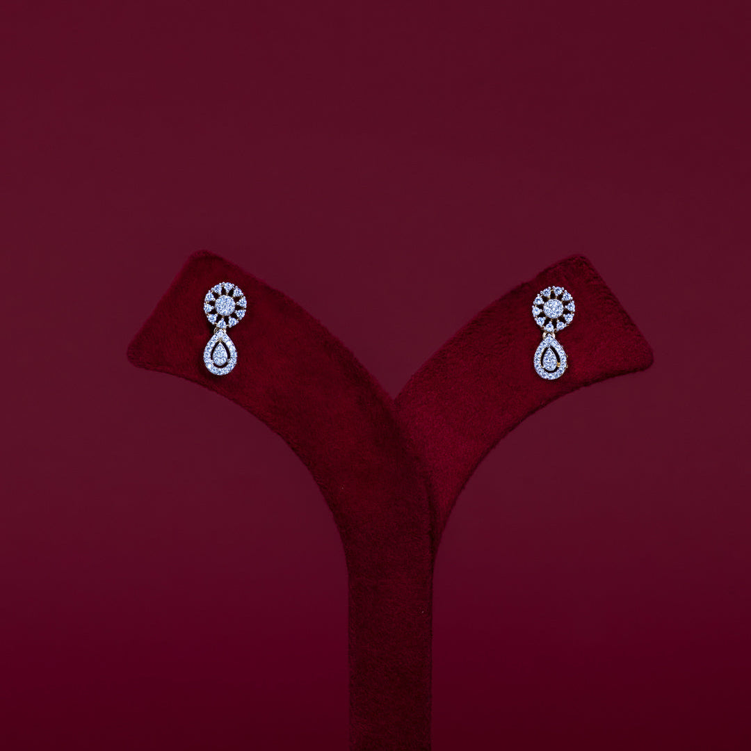 Elegant CZ Circle & Teardrop Pendant Necklace Set – PD0060