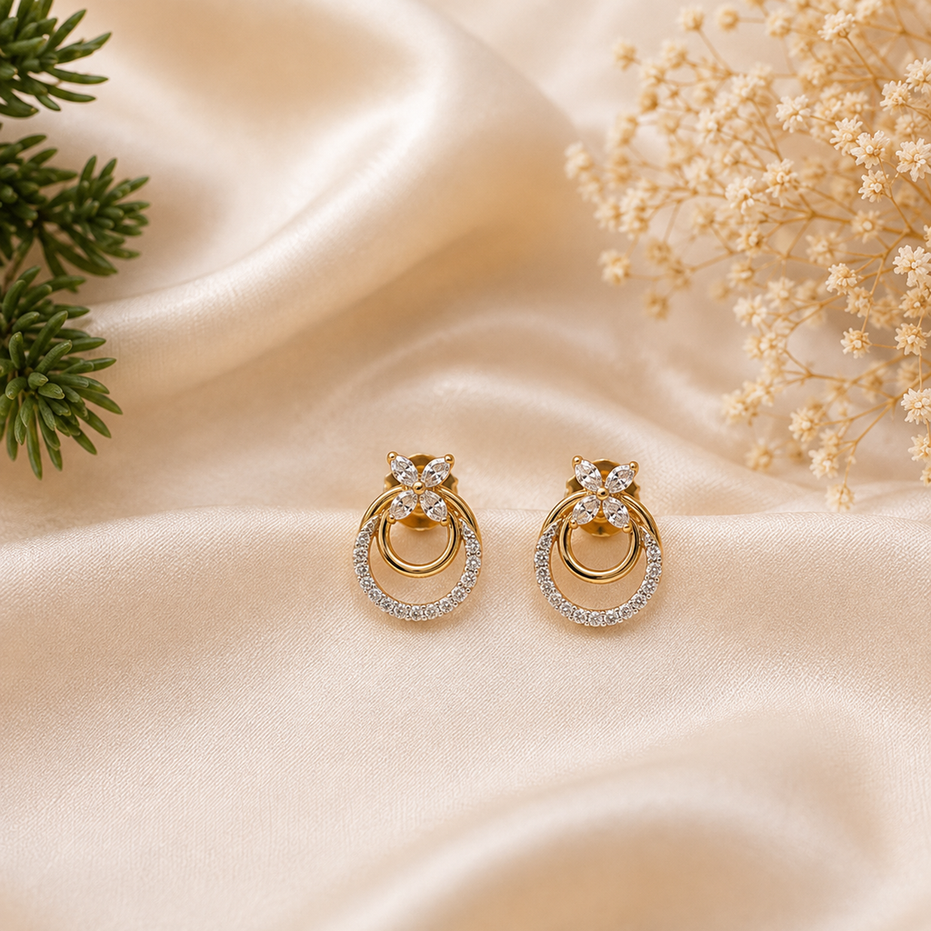ERD0035 - Dual Circle Diamond Stud Earrings