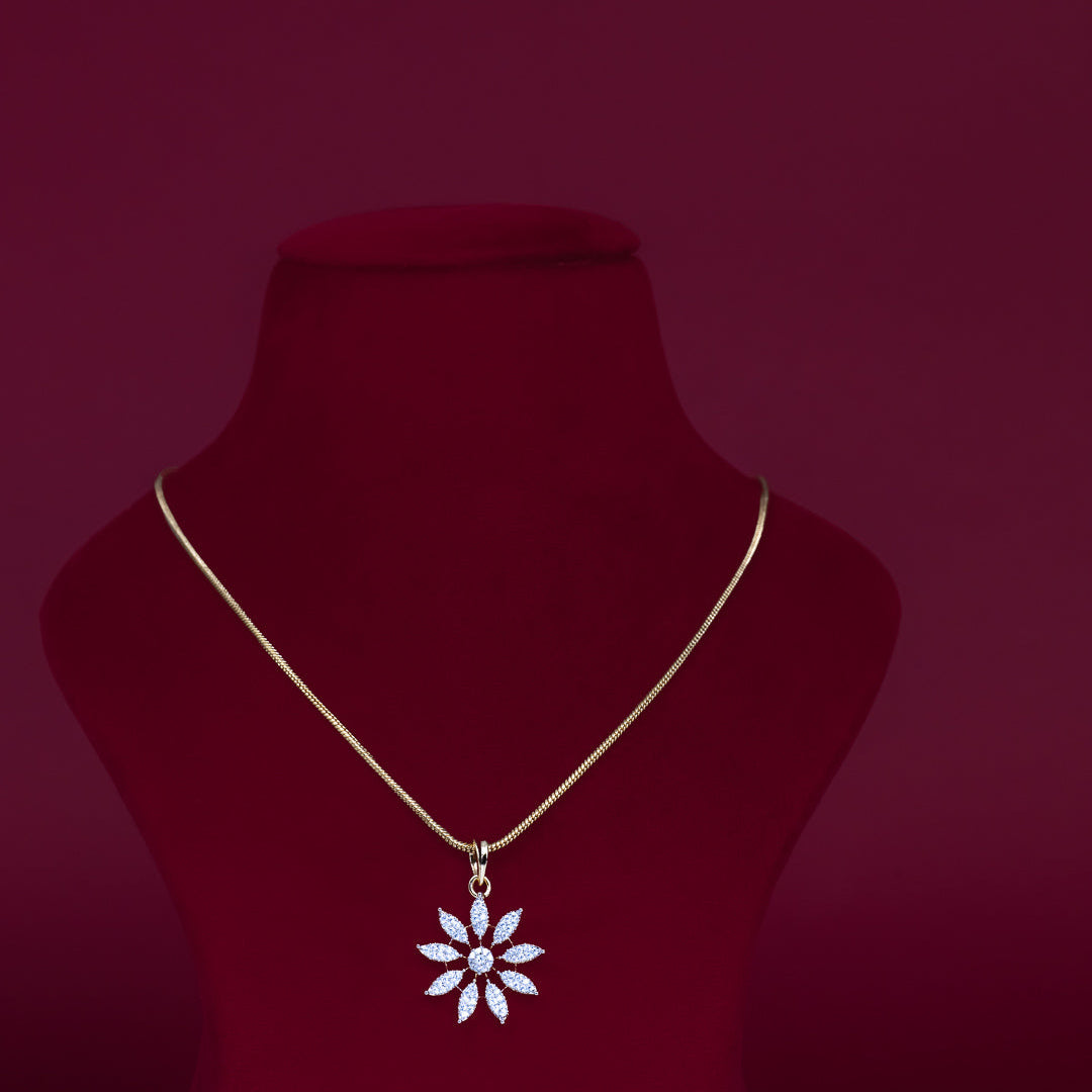 Floral CZ Pendant Necklace Set – PD0065
