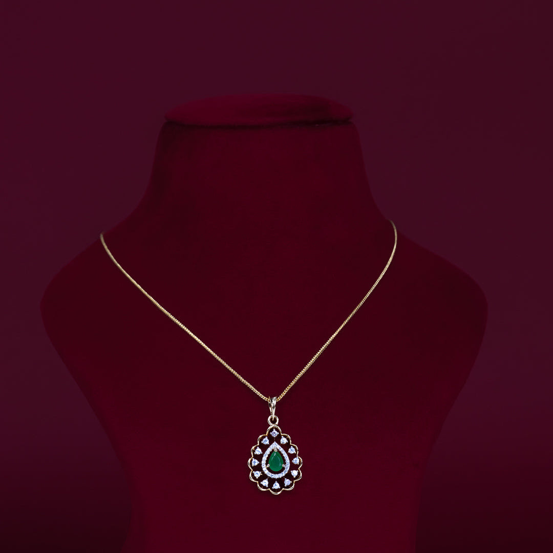 Emerald Teardrop CZ Pendant Necklace Set – PD0070