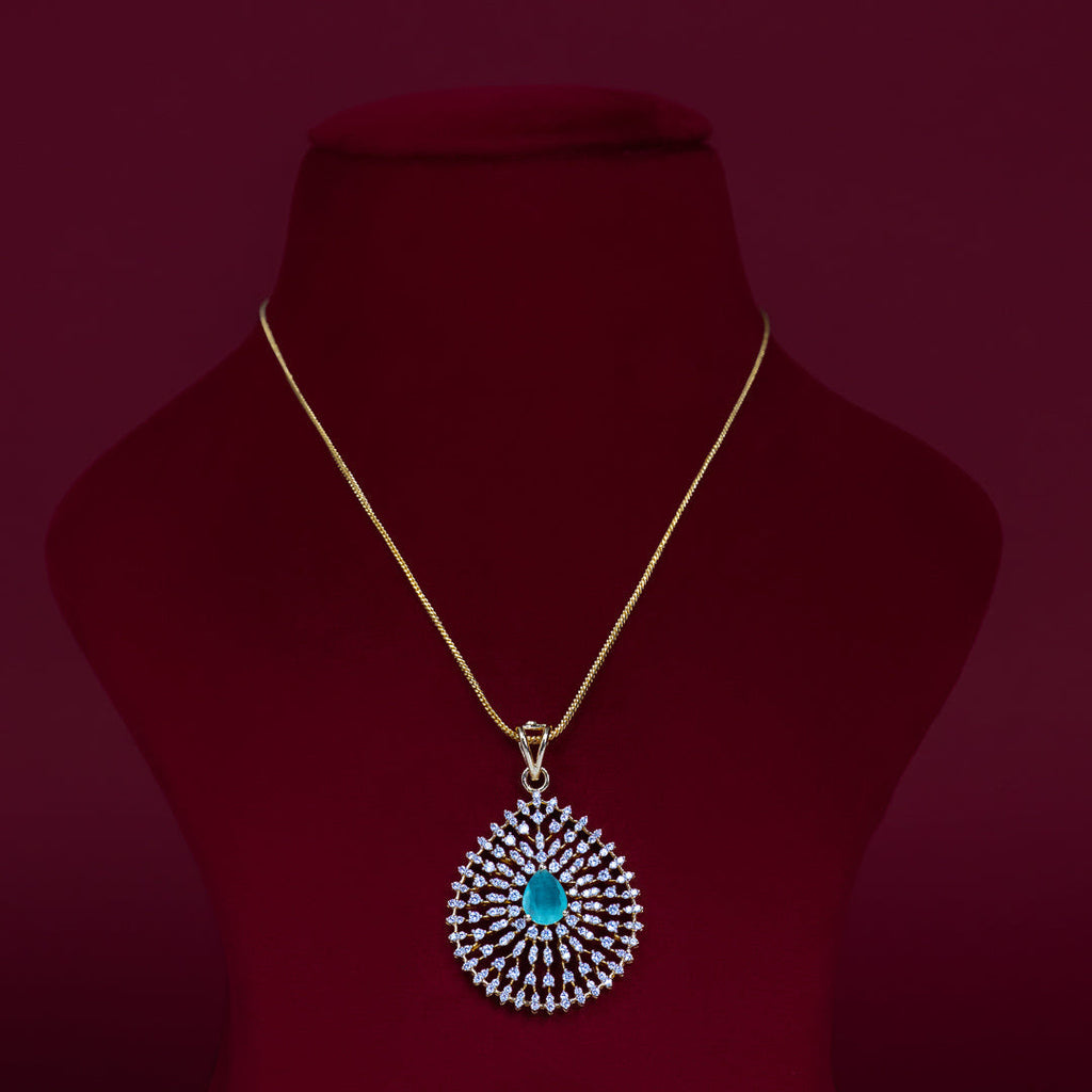 Blue Teardrop CZ Pendant Necklace Set – PD0074