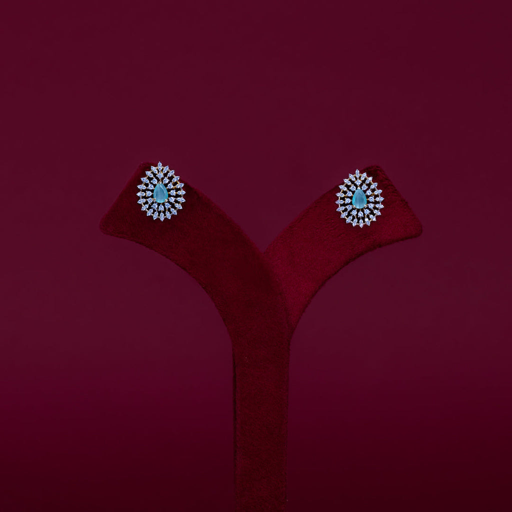 Blue Teardrop CZ Pendant Necklace Set – PD0074