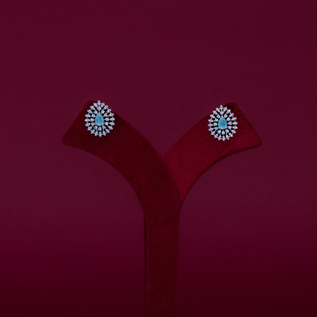 Blue Teardrop CZ Pendant Necklace Set – PD0074