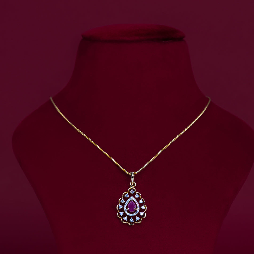 Purple Teardrop CZ Pendant Necklace Set – PD0075