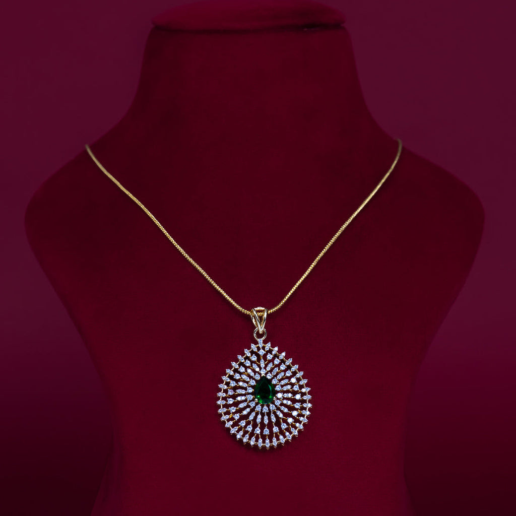 Green Teardrop CZ Pendant Necklace Set – PD0076
