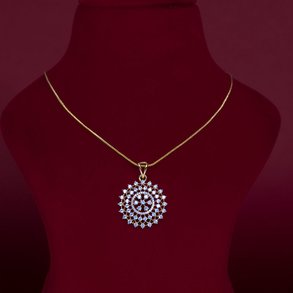 Round CZ Floral Pendant Necklace Set – PD0077