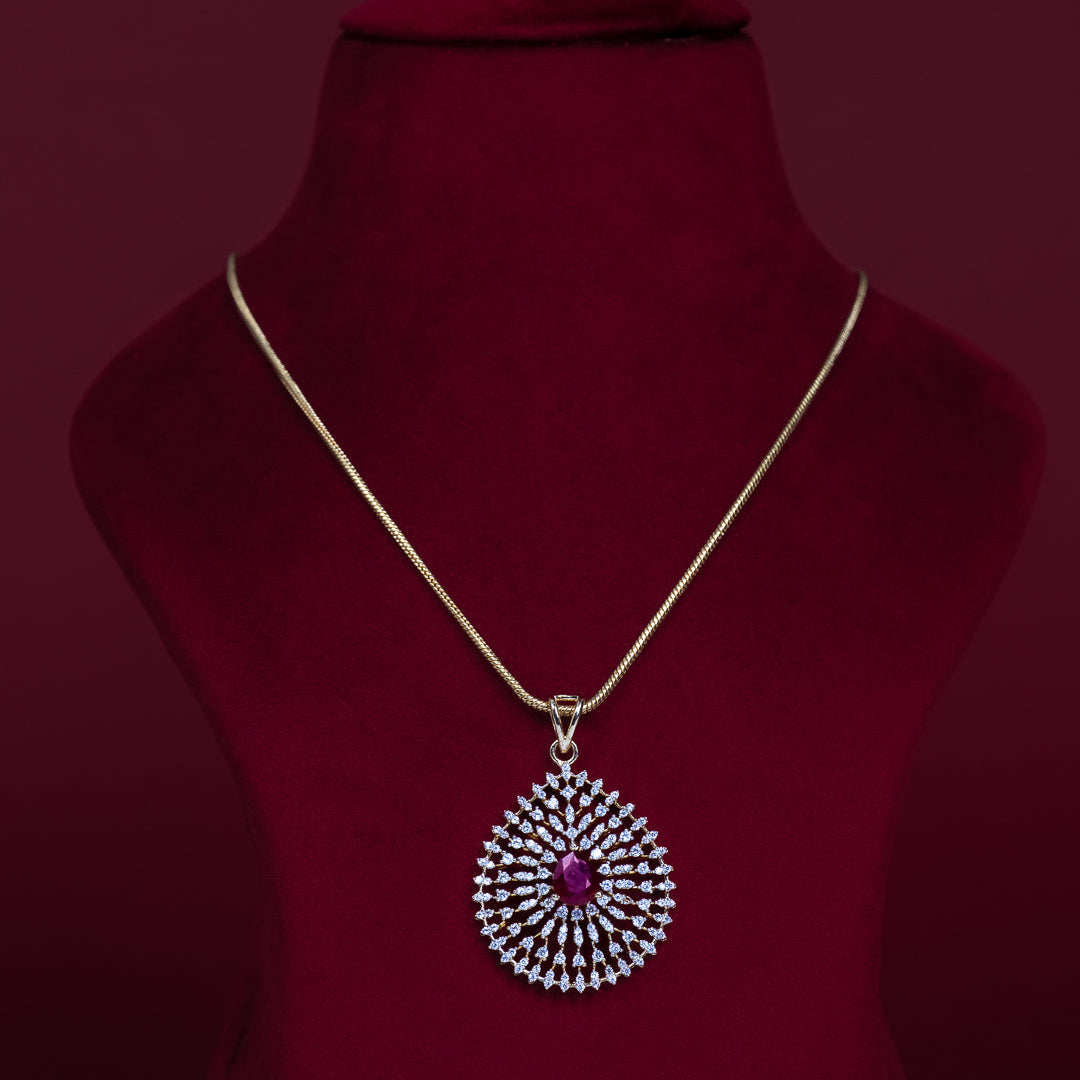 Ruby Teardrop CZ Pendant Necklace Set – PD0078