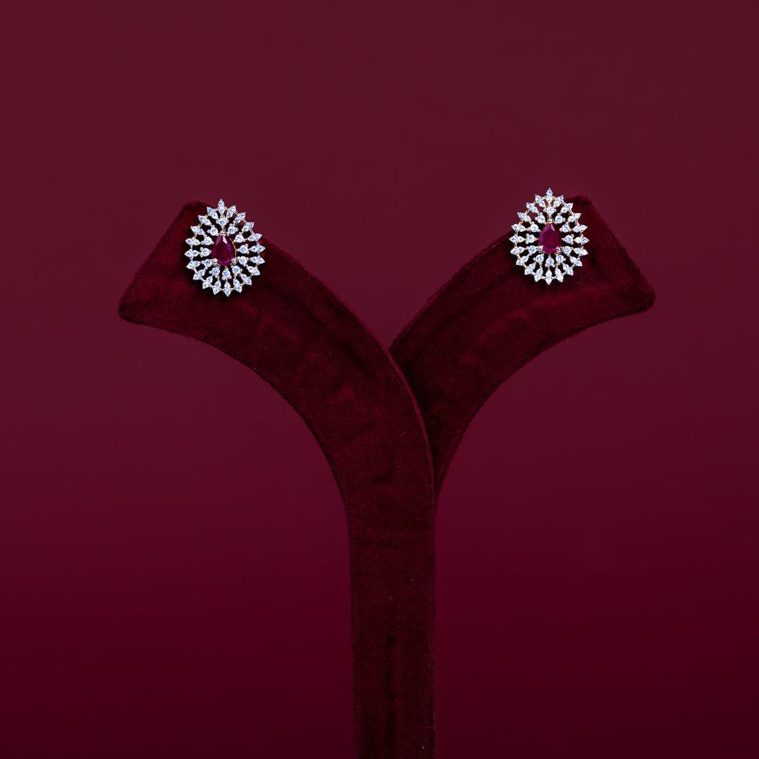 Ruby Teardrop CZ Pendant Necklace Set – PD0078