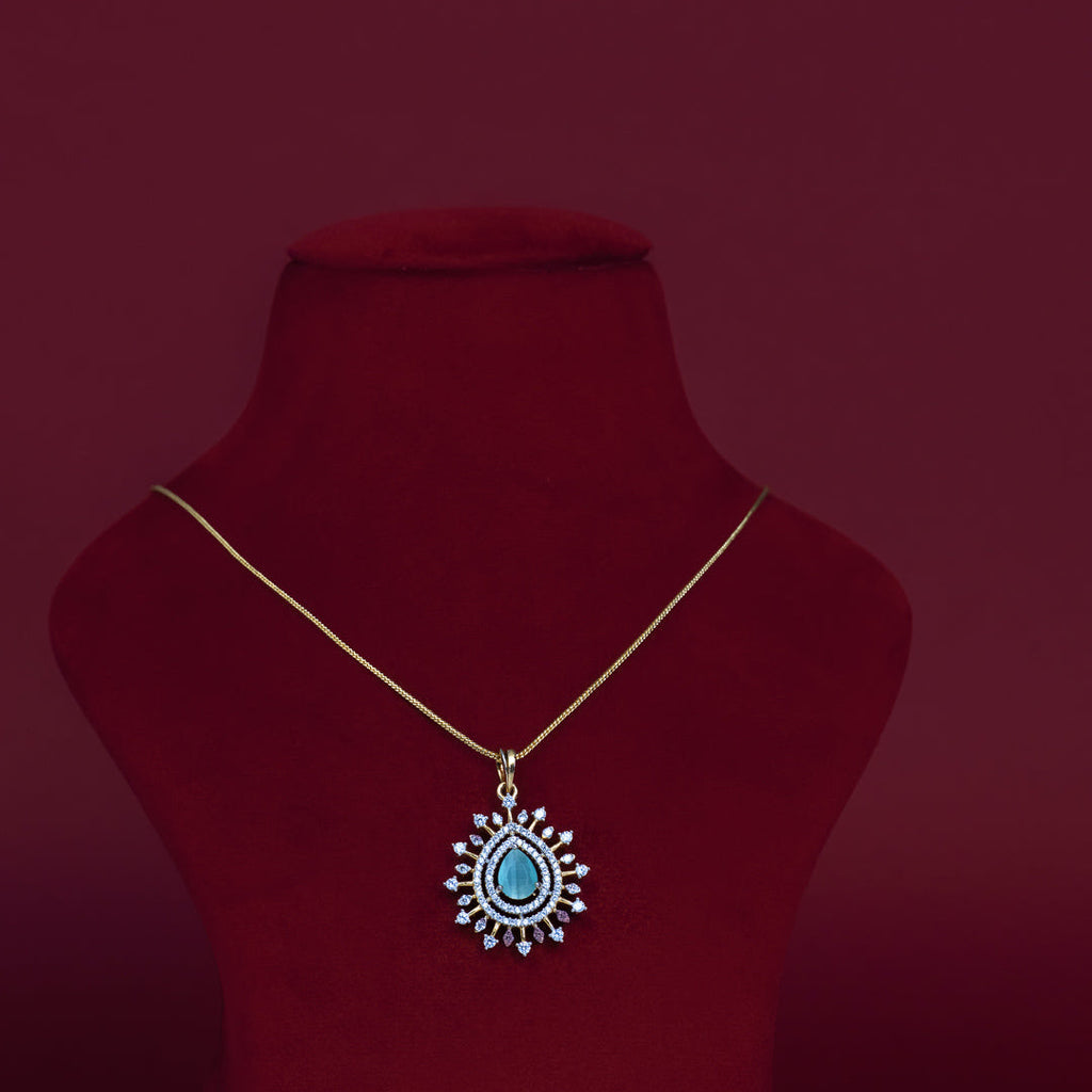 Blue Teardrop CZ Pendant Necklace Set – PD0079