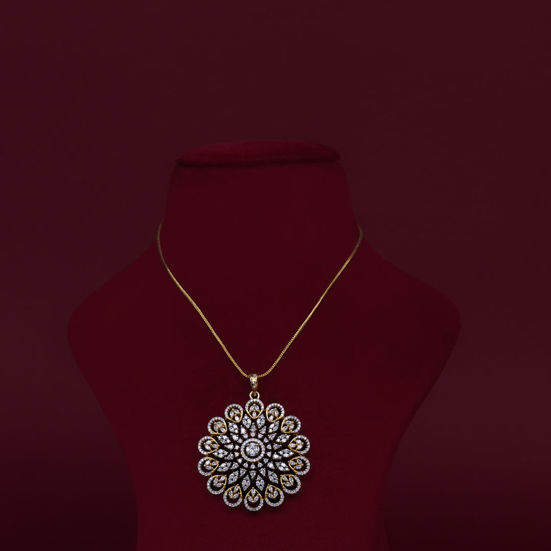Floral CZ Pendant Necklace Set – PD0007