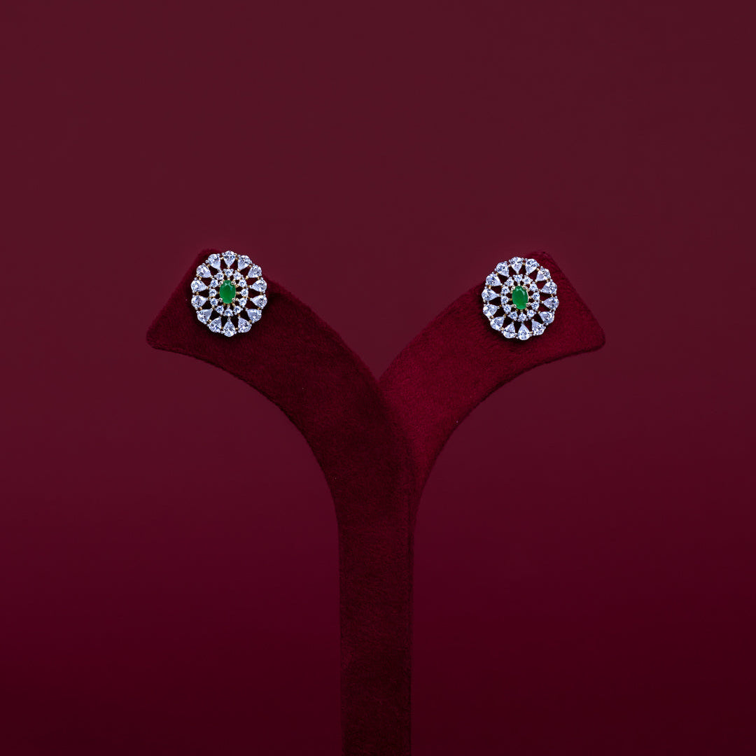 Emerald Round CZ Pendant Necklace Set – PD0085