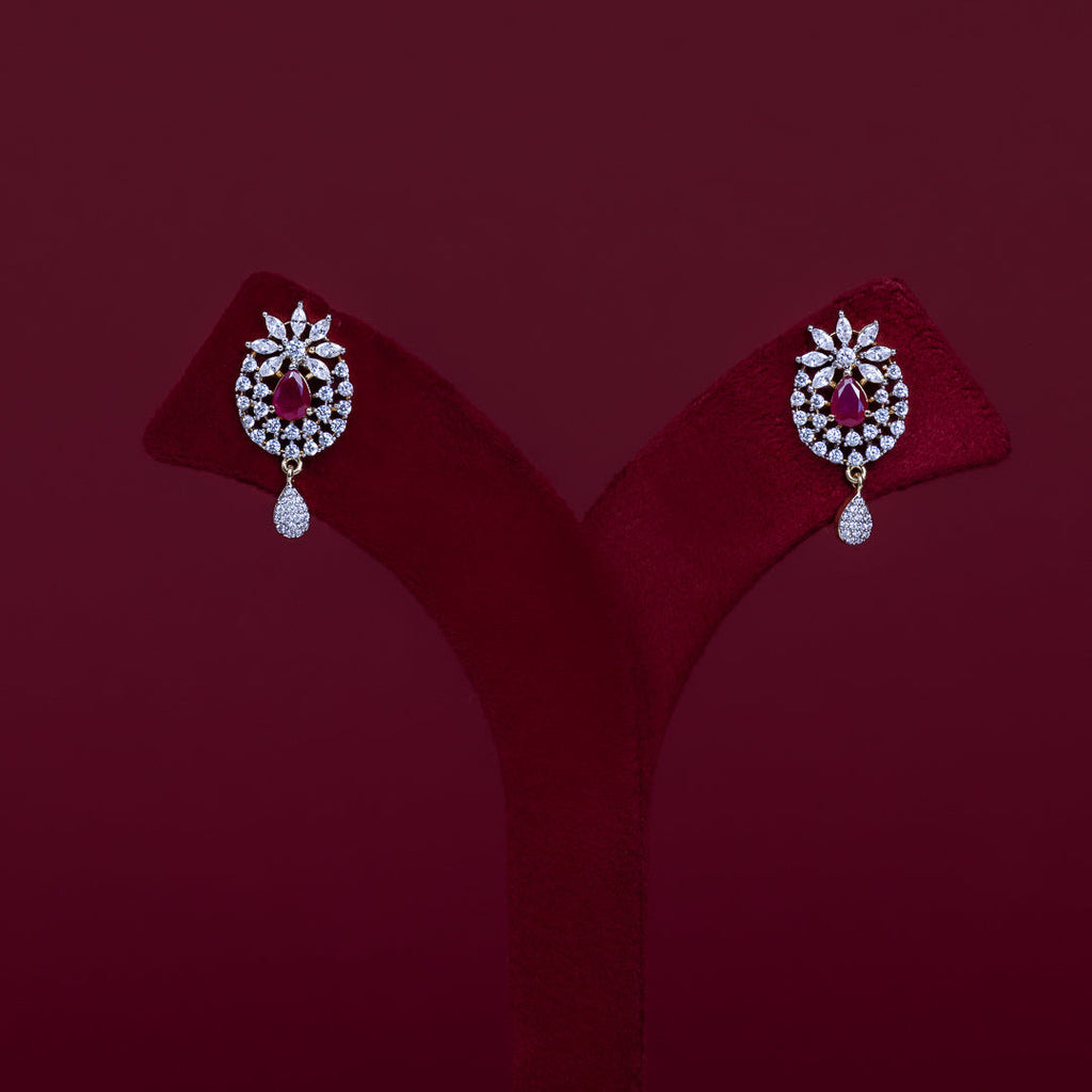 Ruby Teardrop CZ Pendant Necklace Set – PD0087