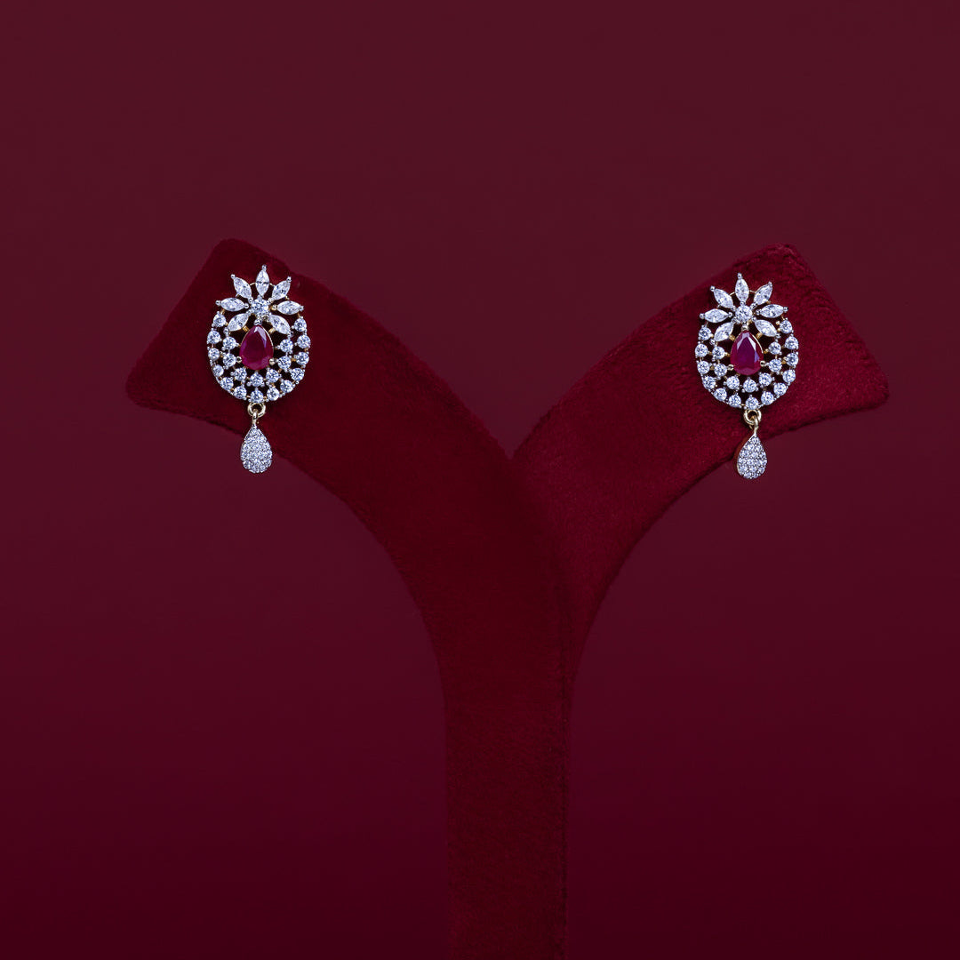 Ruby Teardrop CZ Pendant Necklace Set – PD0087