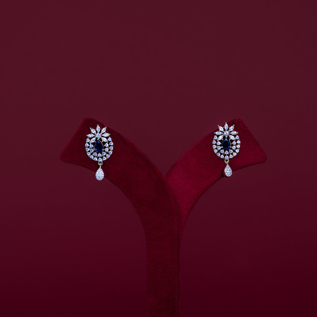 Blue Teardrop CZ Pendant Necklace Set – PD0088