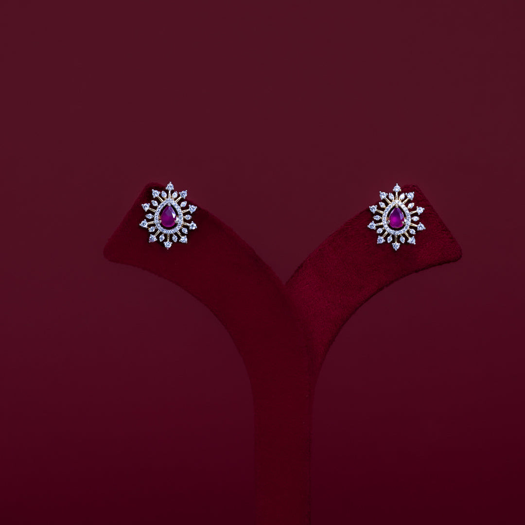 Ruby Teardrop CZ Pendant Necklace Set – PD0089