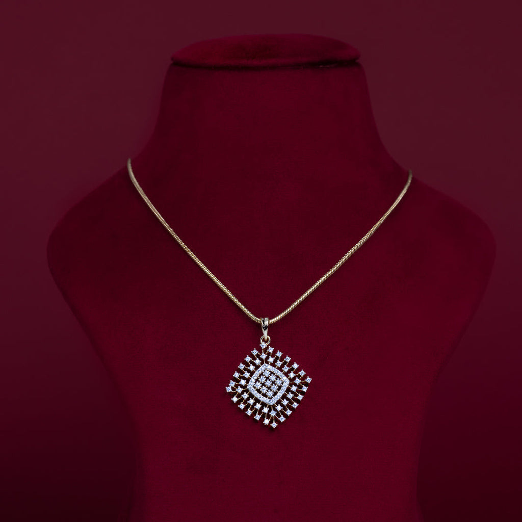 Square Diamond-Style Pendant Necklace Set – PD0093
