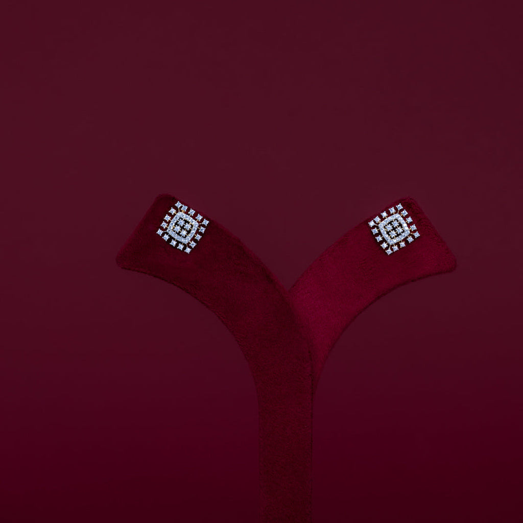 Square Diamond-Style Pendant Necklace Set – PD0093