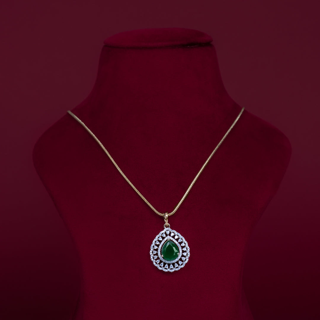 Emerald Teardrop Pendant Necklace Set – PD0094