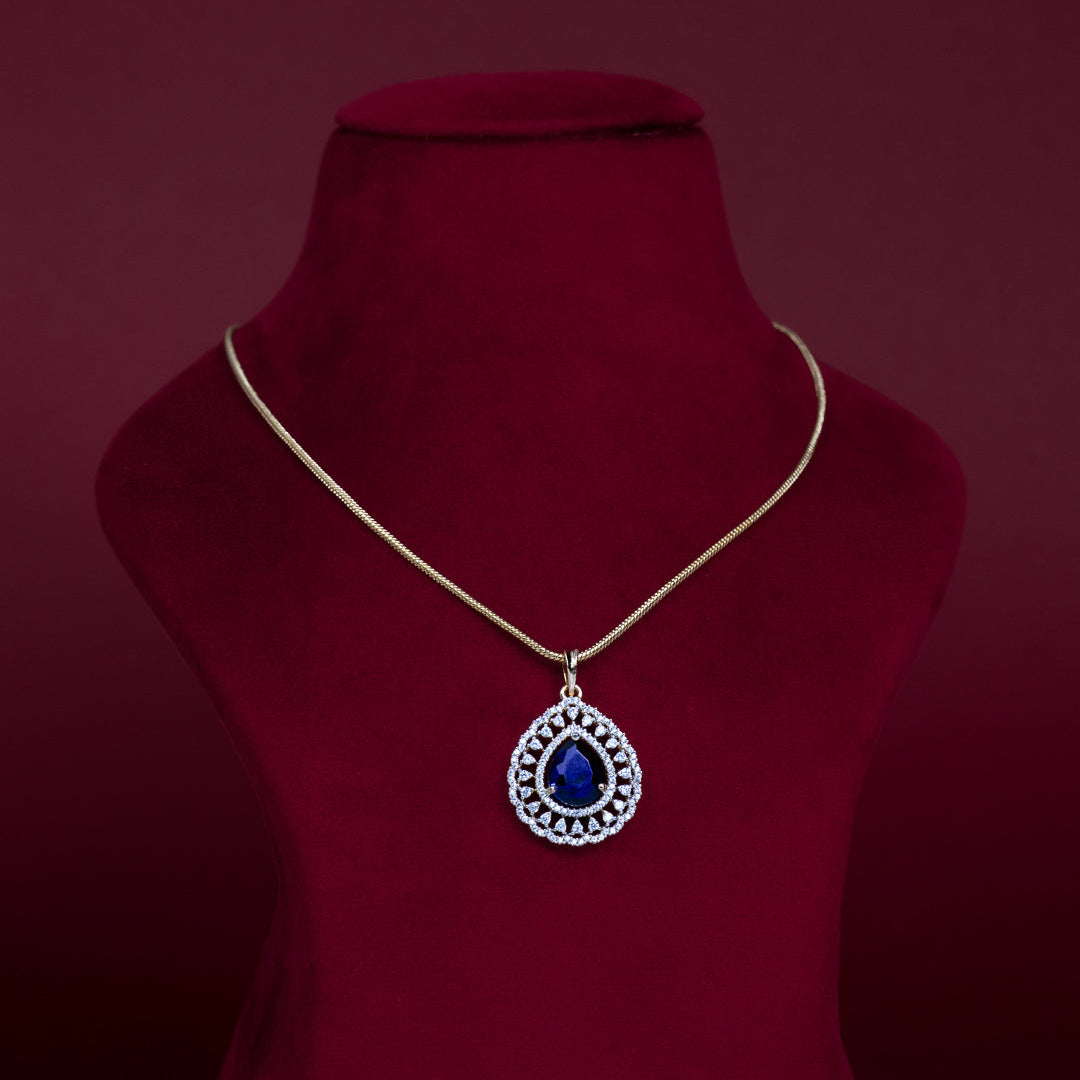 Blue Teardrop Pendant Necklace Set – PD0095