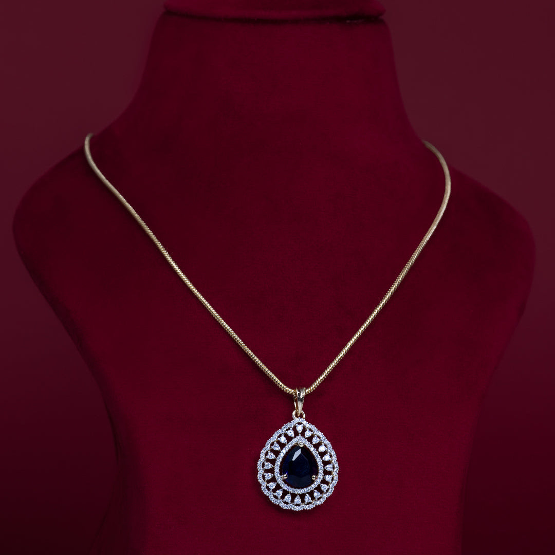 Blue Teardrop Pendant Necklace Set – PD0096