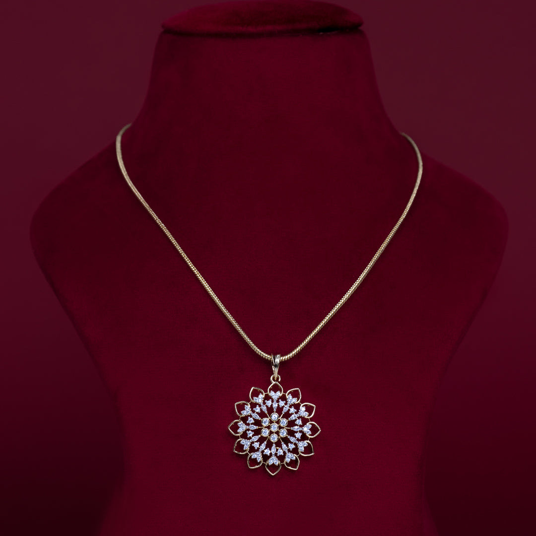 Floral CZ Pendant Necklace Set – PD0097
