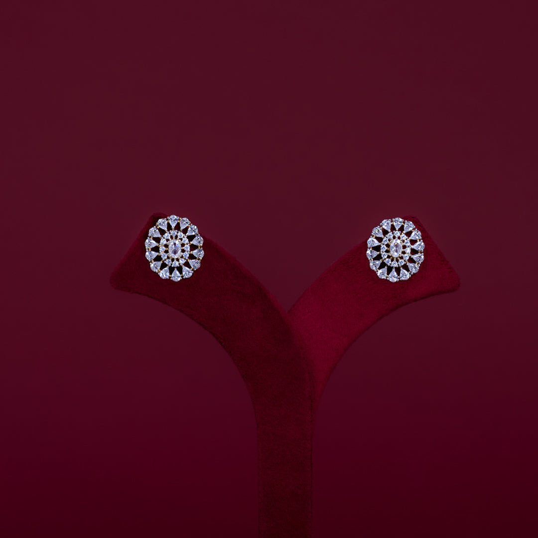 Round Floral CZ Pendant Necklace Set – PD0098