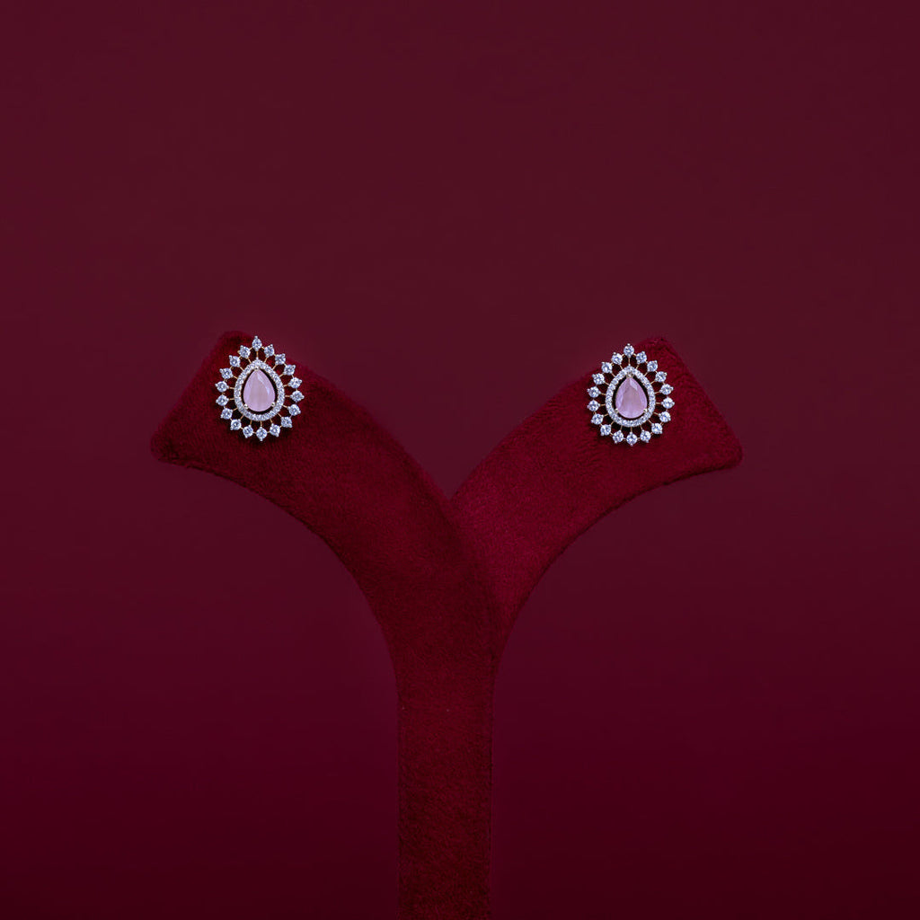 Teardrop Pink Stone CZ Pendant Necklace Set – PD0099