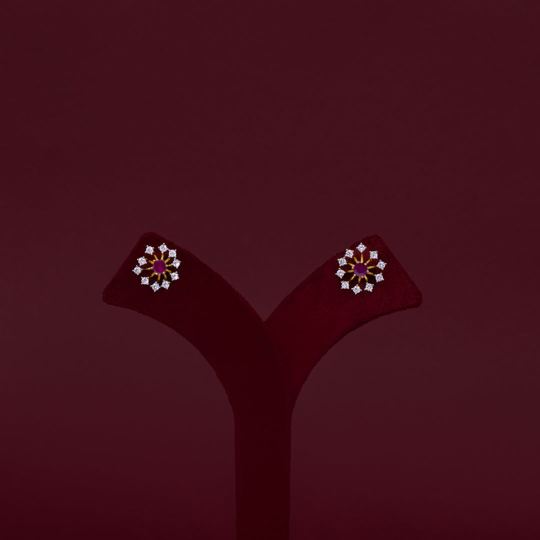 Ruby Floral CZ Pendant Necklace Set – PD0009