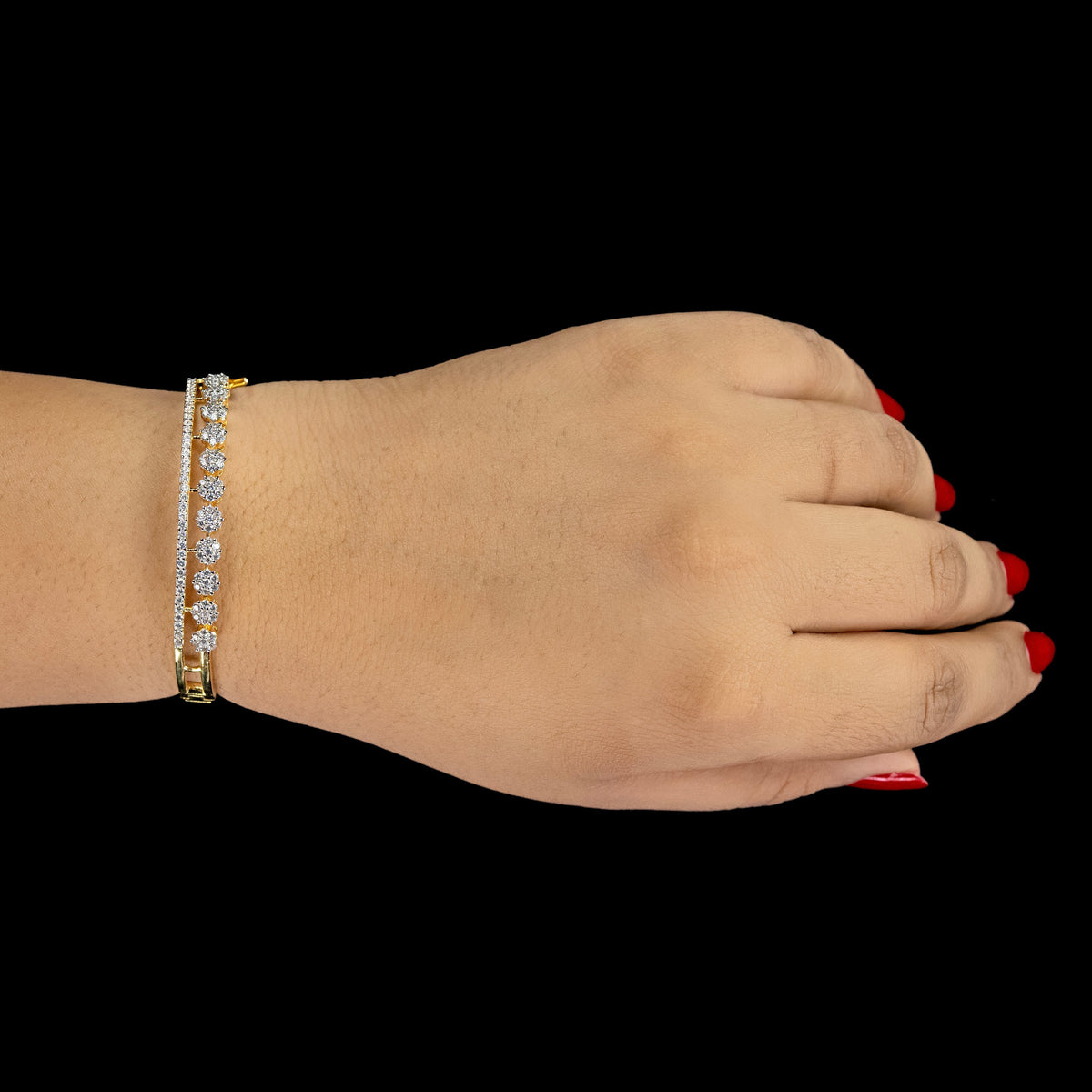 BRD0001 - Floral Diamond Cluster Bracelet