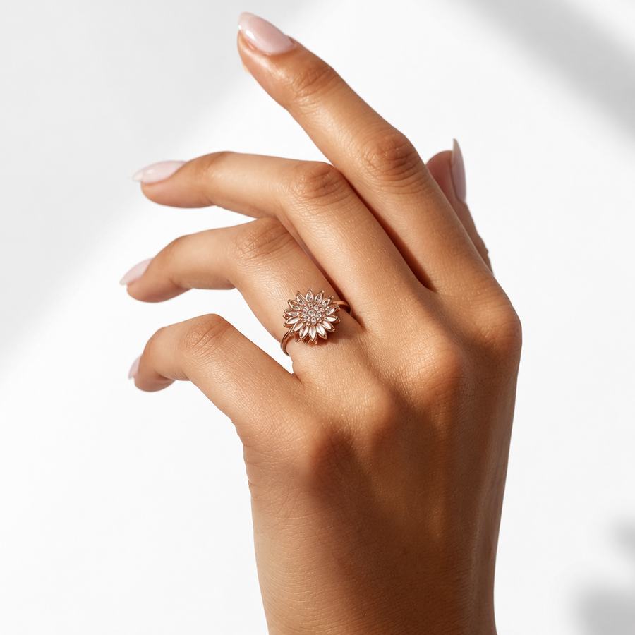 FDR0001 - Floral Diamond Halo Ring