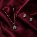 Square CZ Pendant Necklace Set – PD0016