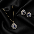 Blue Teardrop CZ Pendant Necklace Set – PD0015