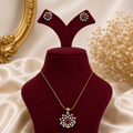 Ruby Floral CZ Pendant Necklace Set – PD0009