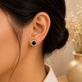 ERD0016 - Round Multicolour Halo Gemstone Stud Earrings