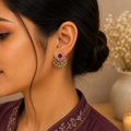 ERD0020 - Ruby Halo Diamond Drop Earrings