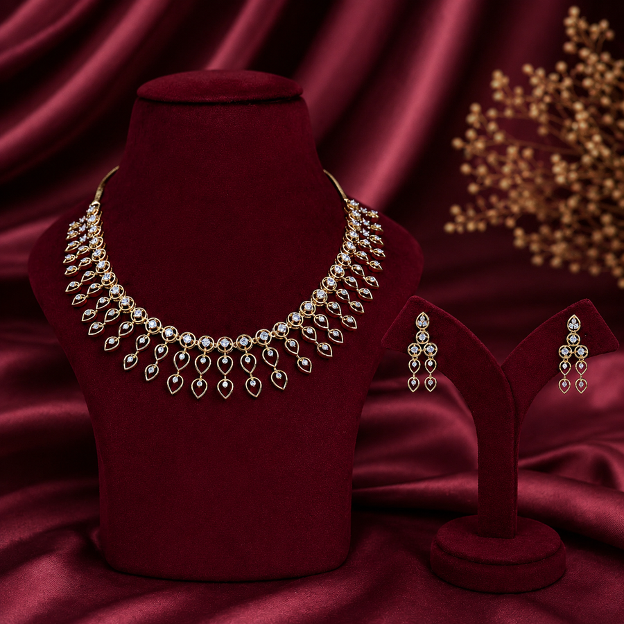 Classic Teardrop Diamond Necklace Set – ND0005