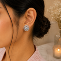 ERD0023 - Floral Diamond Halo Stud Earrings