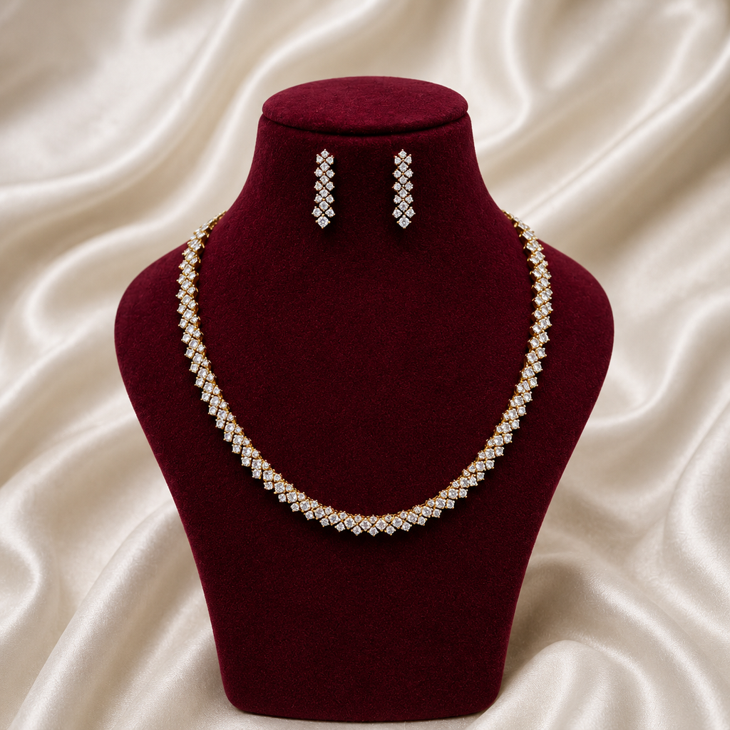 Classic Diamond Tennis Necklace Set – ND0010