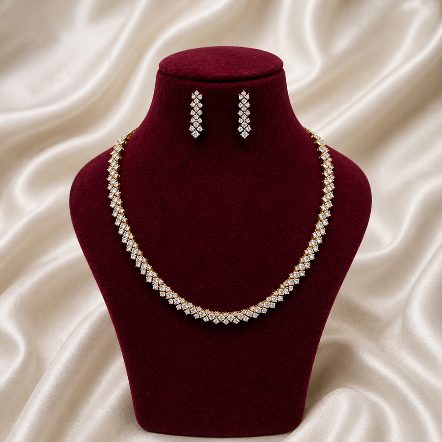 Classic Diamond Tennis Necklace Set – ND0010
