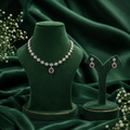 Ruby Teardrop Floral Necklace Set – ND0002
