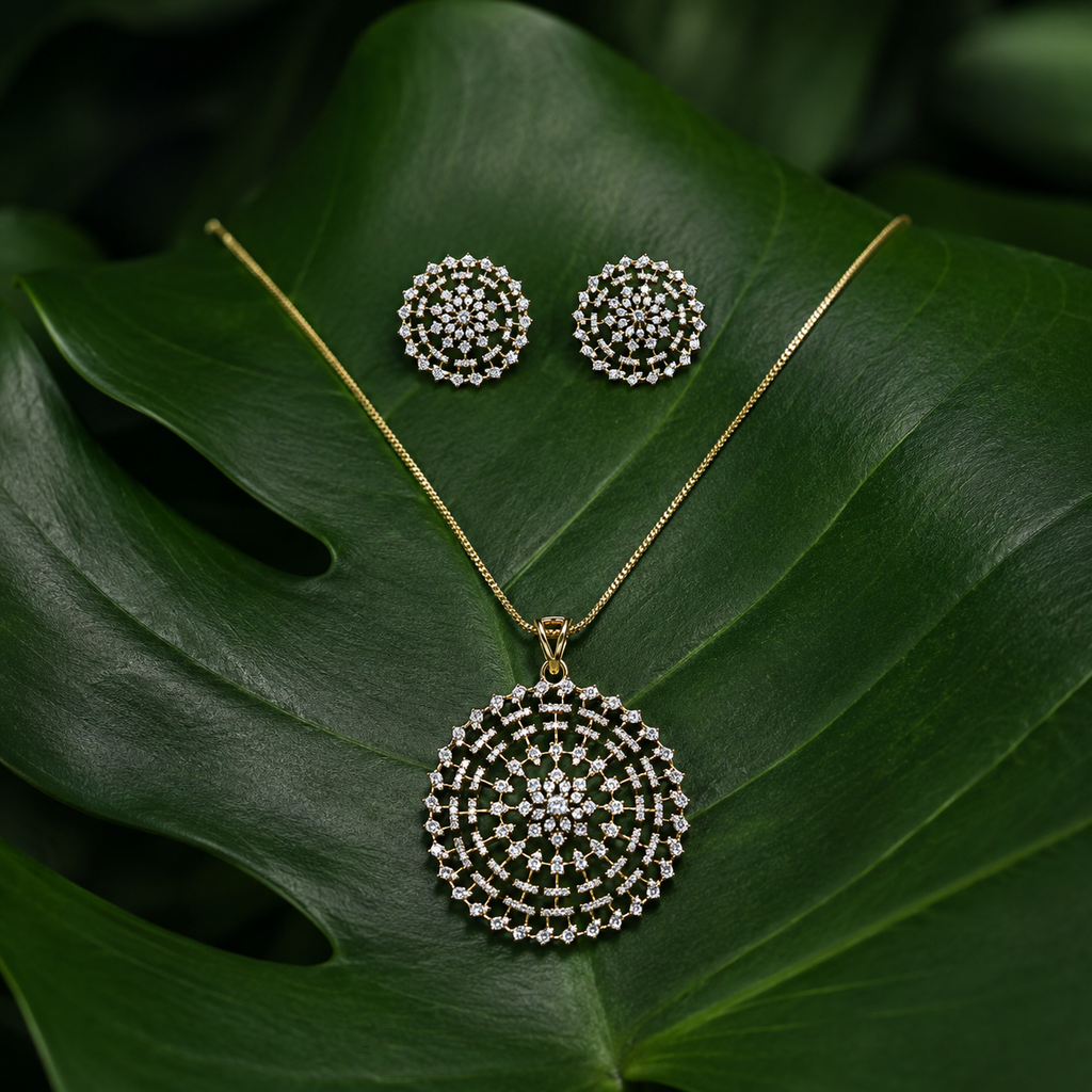 Radiant Halo CZ Pendant Necklace Set – PD0025
