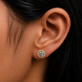 ERD0005 -  Solitaire Halo Diamond Stud Earrings