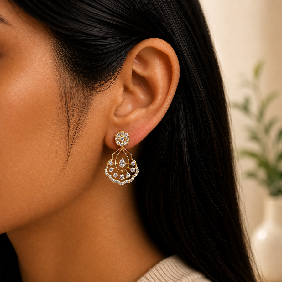 ERD0007- Elegant Diamond Drop Earrings