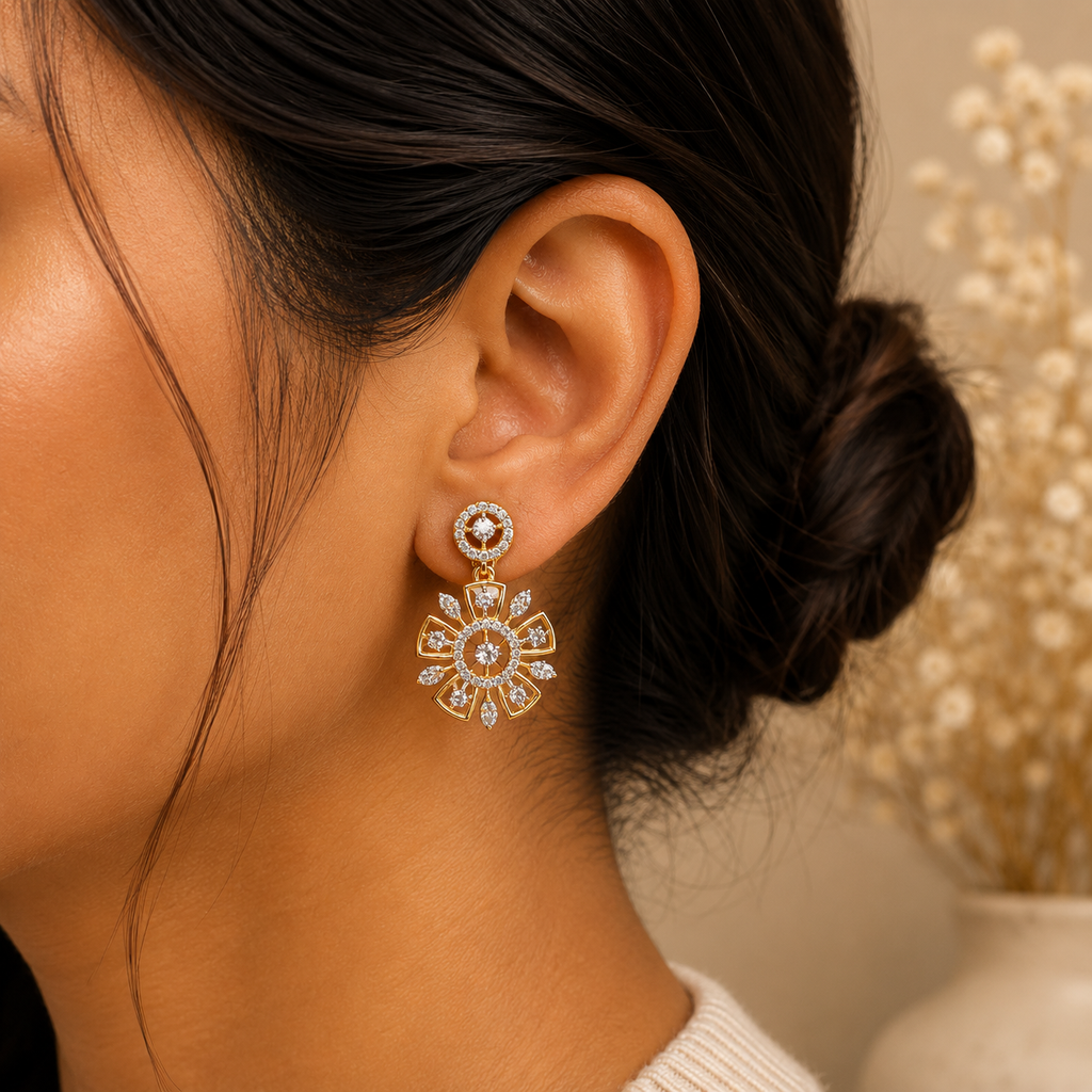 ERD0010 - Geometric Diamond Drop Earrings