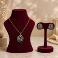 Ruby Halo Pendant Necklace Set – PD0017
