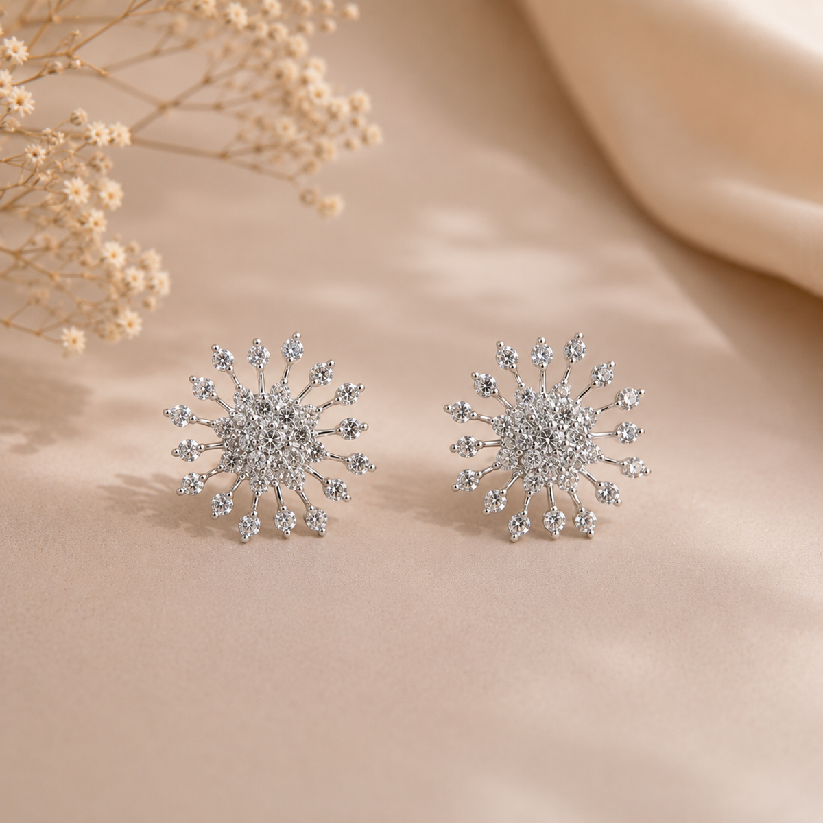 Radiant Sunburst Diamond Stud Earrings – ERD0043