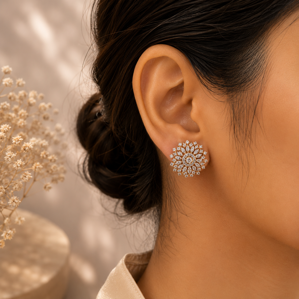 Radiant Floral Diamond Stud Earrings – ERD0048