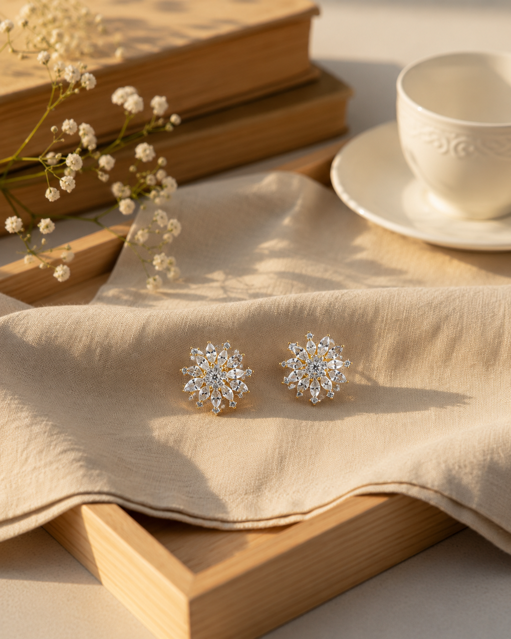 Radiant Snowflake Diamond Stud Earrings – ERD0053